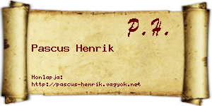 Pascus Henrik névjegykártya